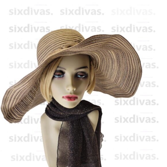 WOMENS Cotton Bendable Wide Brim Large Wedding, Summer Beach Holiday Party Hat - Picture 2 of 16